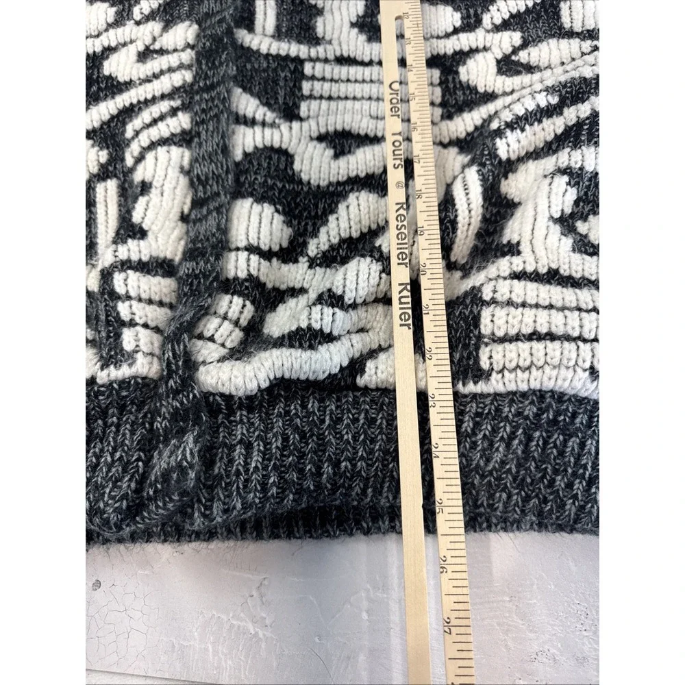 CSL Sweater Jacket‎ L Vintage Black Gray Textured 3d  80s 90s Ski Heavy Abstract